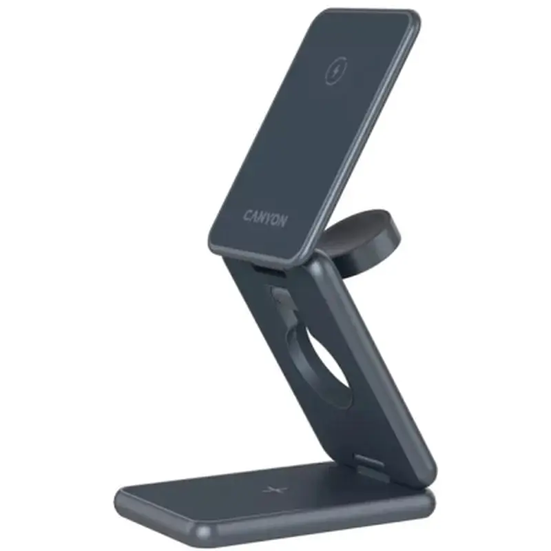 Зарядний пристрій Canyon Foldable wireless charger 15W 3in1 Metal (CNS-WCS309M) - фото 4