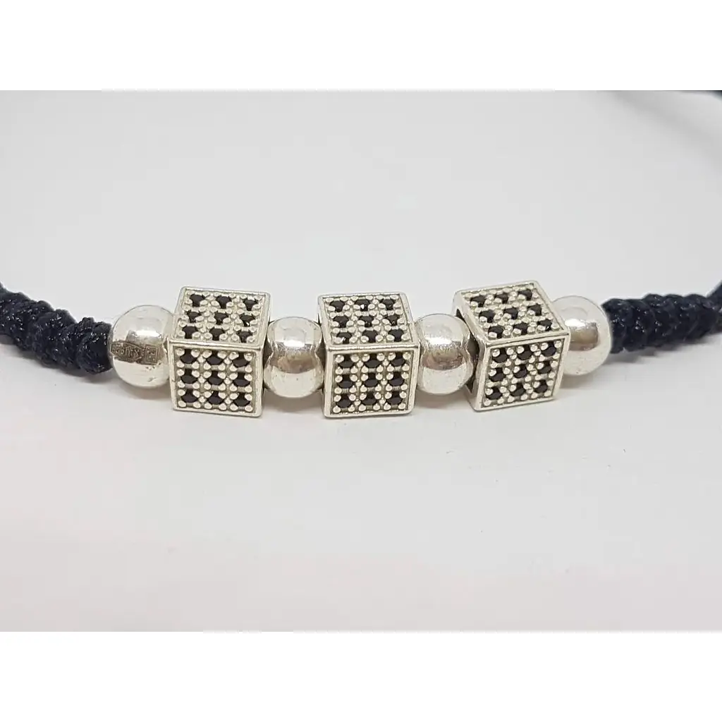 Браслет из текстиля Aurora с серебряными вставками и фианитами. 75124Б - фото 2