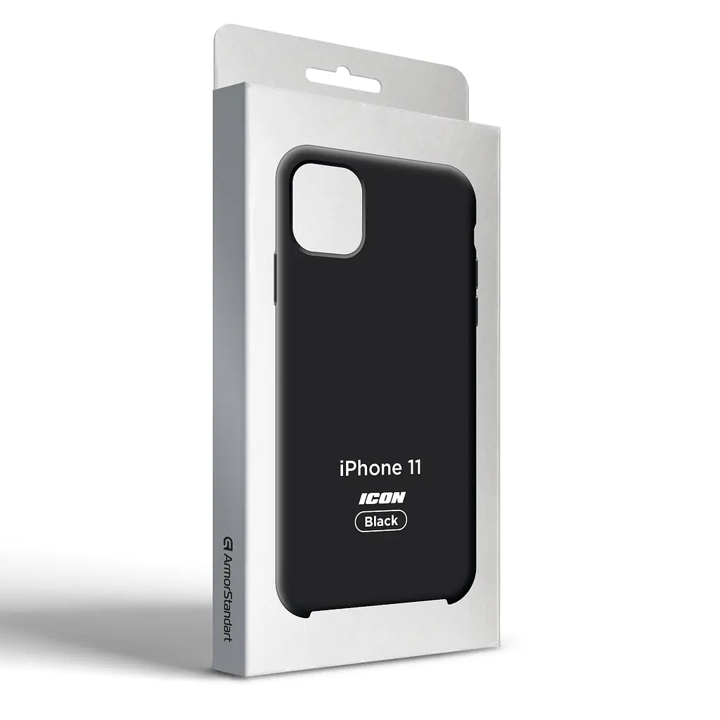 Силиконовый чехол для Apple iPhone 11, ICON2 Case, черный, противоударный, панель, защита всего корпуса, матовая поверхность Soft Touch, выступает над дисплеем, совместим с защитными стеклами и пленками, с микрофиброй, ArmorStandart (ARM60552) - фото 9