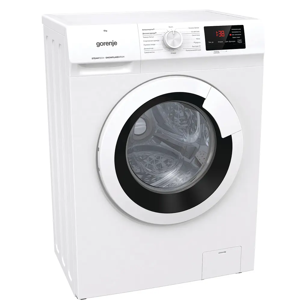 Пральна машина Gorenje з фронтальним завантаженням WHE60SFS, 6кг, 1000, A+++, Пар, глибина 46см, Дисплей, Білий (WHE60SFS) - фото 8