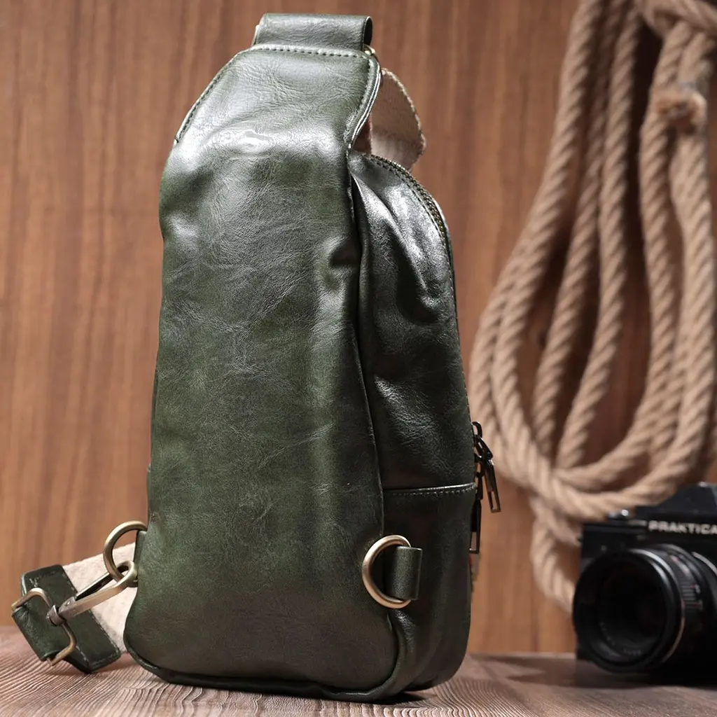 Красива сумка через плече в модному кольорі з екошкіри Vintage 22791 зелена - фото 9