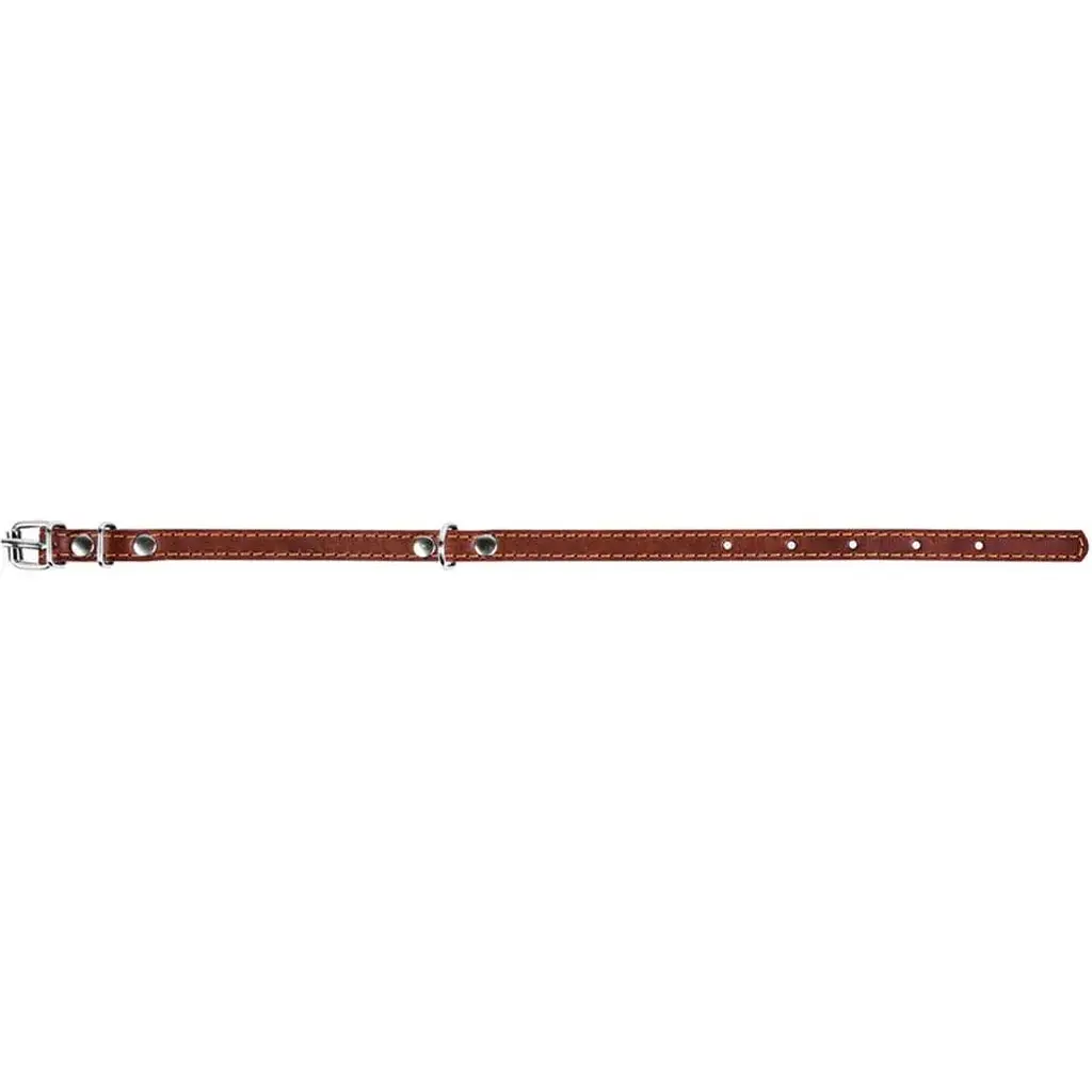 Нашийник одинарний Collar, шкіра, 24-32х1,2 см, коричневий - фото 4