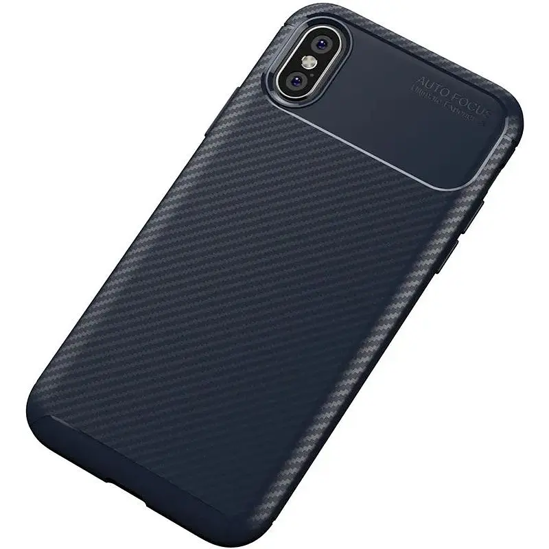 Чохол-накладка Toto TPU Carbon Fiber 1.5 mm Case Apple iPhone X/XS Dark Blue - фото 3