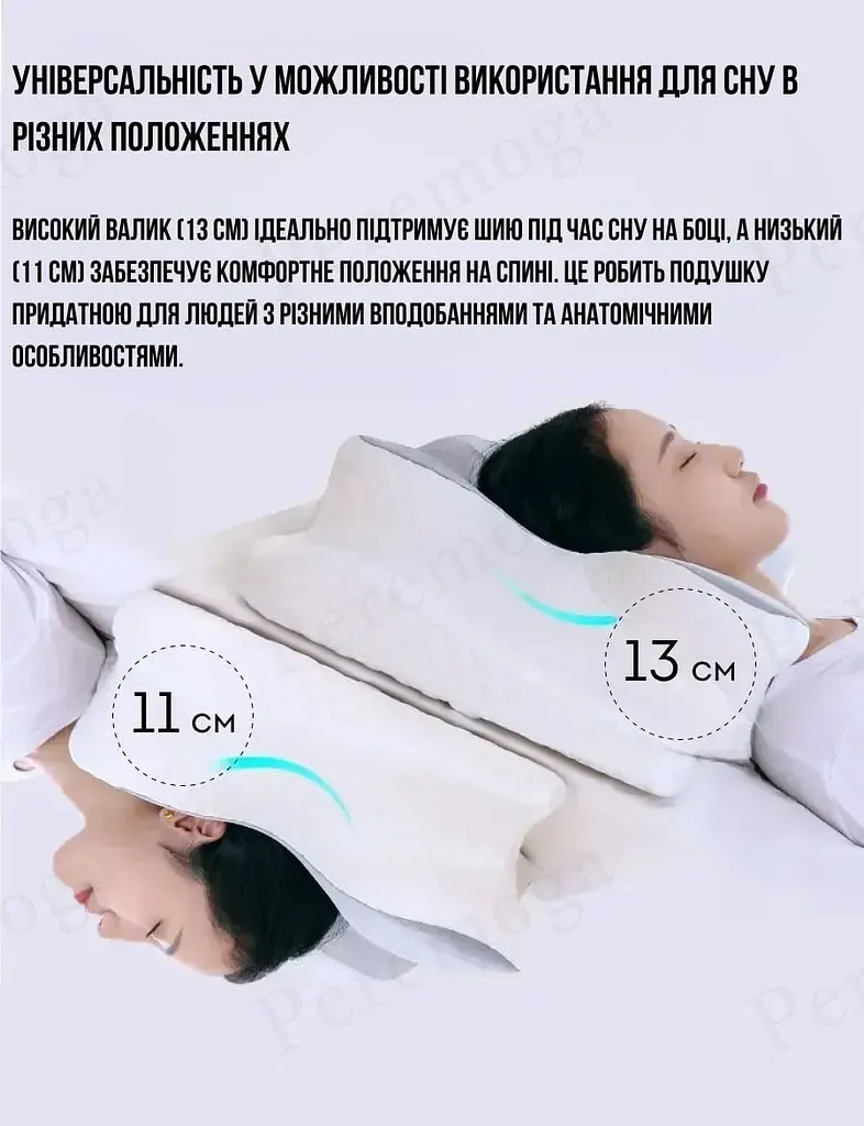 Ортопедическая подушка Beauty «Бабочка» с эффектом памяти 62×41×13/11 см— поддержка шеи и плеч, фиолетово-белая, 1.2 кг KT8001202 - фото 2