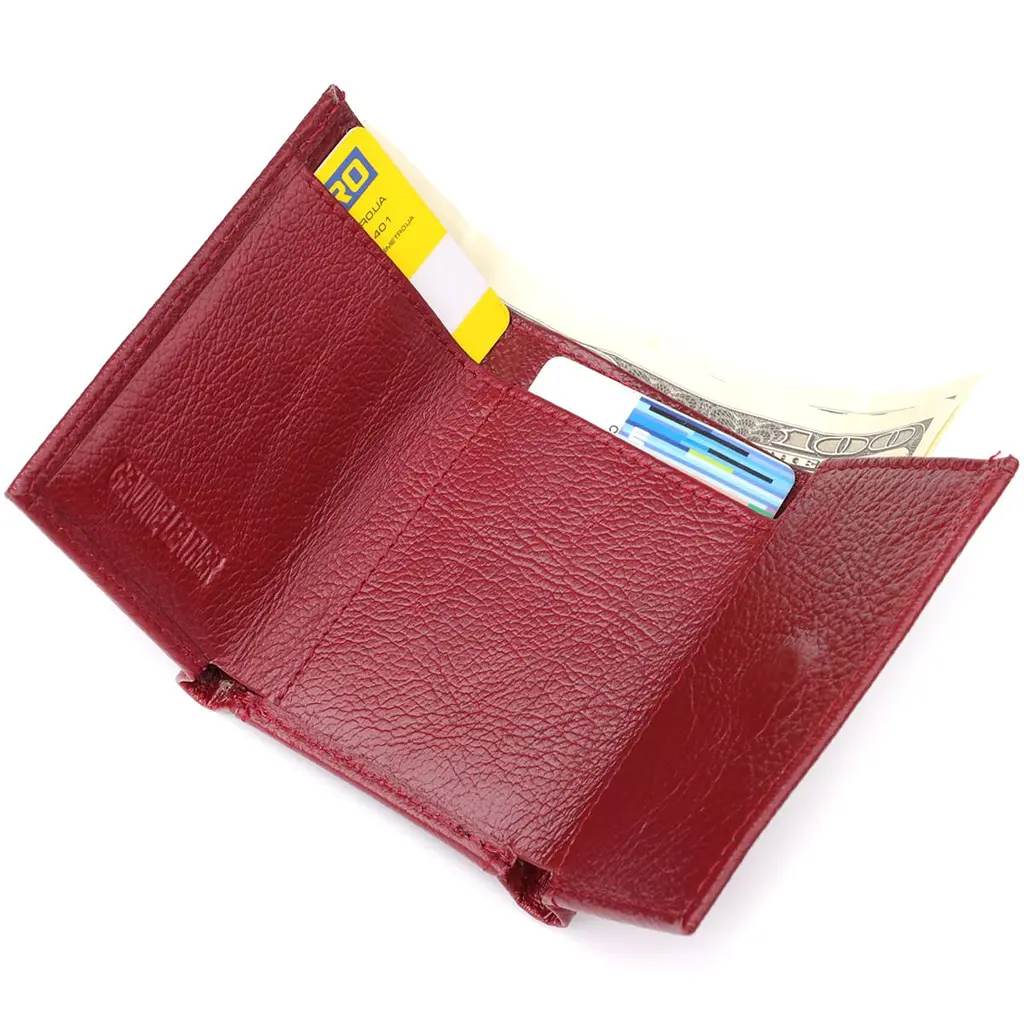 Мініатюрний жіночий гаманець із натуральної шкіри ST Leather 23082 бордовий - фото 7