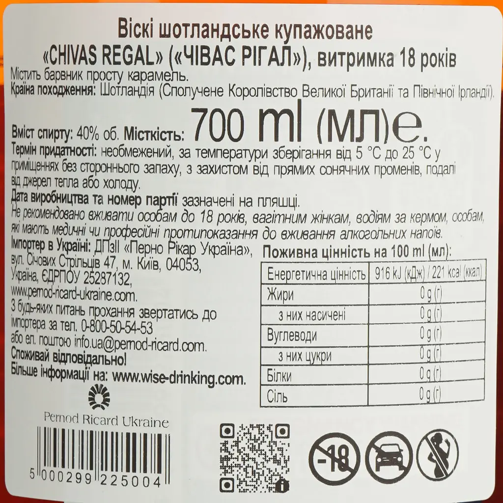 Уцінка. Віскі Chivas Regal 18 років Gold Signature, 40%, 0,7 л (655799)  - фото 7