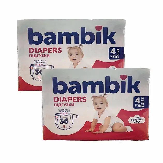 Дитячі підгузки Bambik 4 MAXI (7-18 кг), 72 шт
