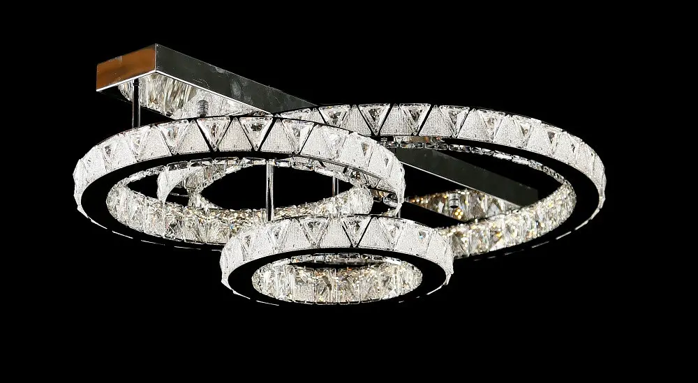 Стельова світлодіодна люстра Splendid Ray L51007/60+40+30XD/3 LED з трьома кришталевими кільцями, пультом, димером, 75 см - фото 4