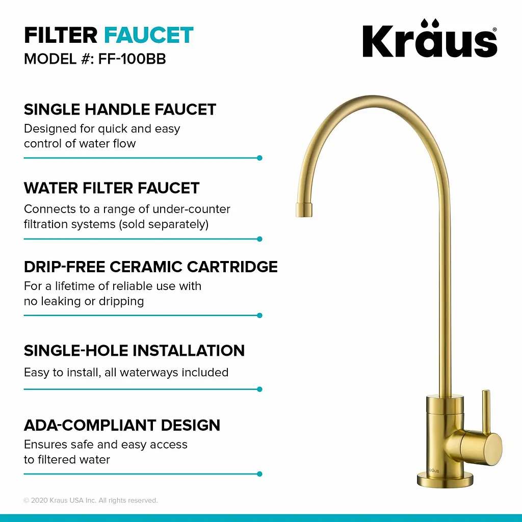 Кран кухонный к фильтру Kraus Purita FF-100BB, Бронза - фото 10