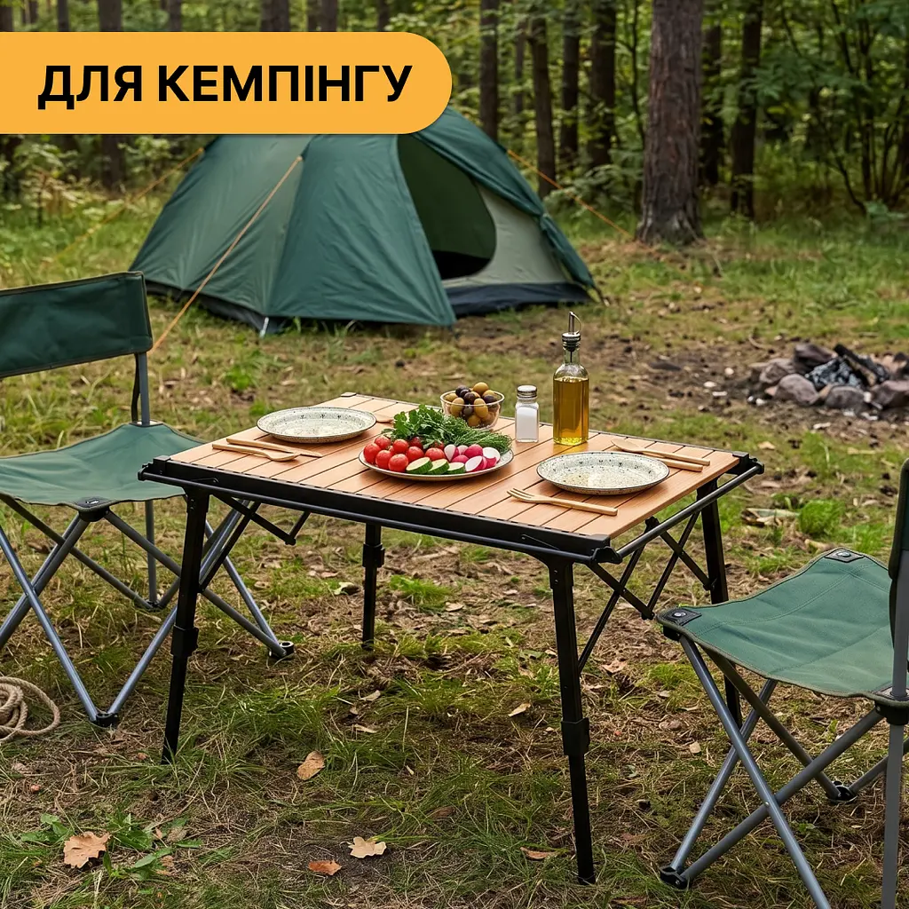 Розкладний туристичний стіл LEOBRO Pro Camp Wood Alu (LB-1063) - фото 3