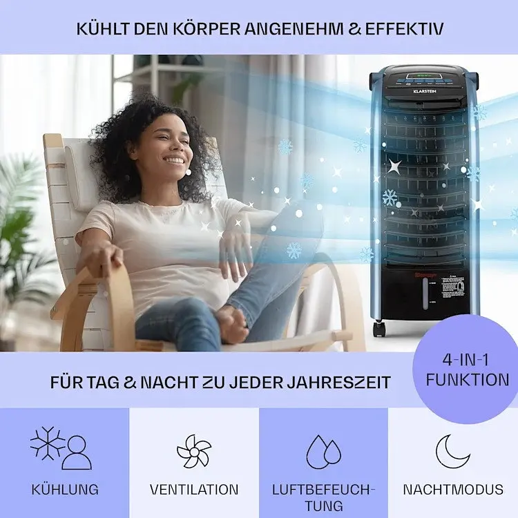 Охладитель воздуха Klarstein Maxfresh Ocean 3-в-1 Черный (10034640) - фото 4