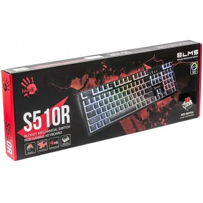 Клавиатура проводная A4Tech Bloody S510R USB Pudding Black - фото 4