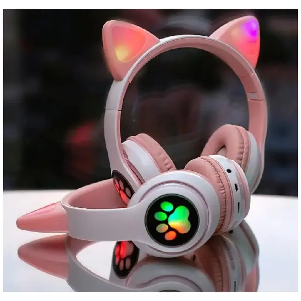 Беспроводные детские наушники Cat Ear STN-28 Bluetooth со светящимися кошачьими ушками розовые - фото 10
