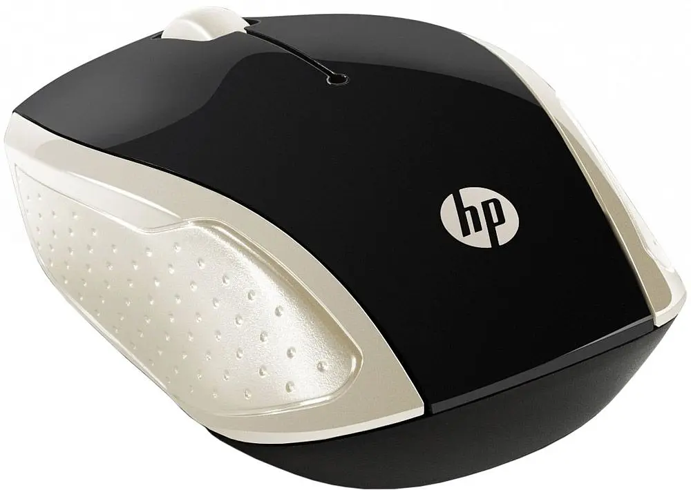 Комп'ютерна мишка бездротова HP 200 Silk Gold Wireless Mouse 3 кн. 1000 dpi чорно-золотиста (2HU83AA) - фото 2