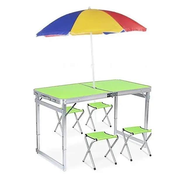 Посилений складний столик No Brand зі стільцями для природи алюмінієвий салатовий - фото 2
