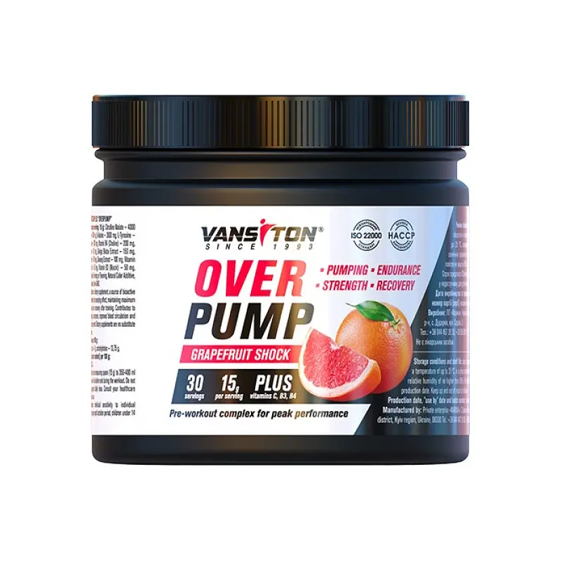 Передтренувальний комплекс Vansiton Over Pump Грейпфрут 450 г - фото 2