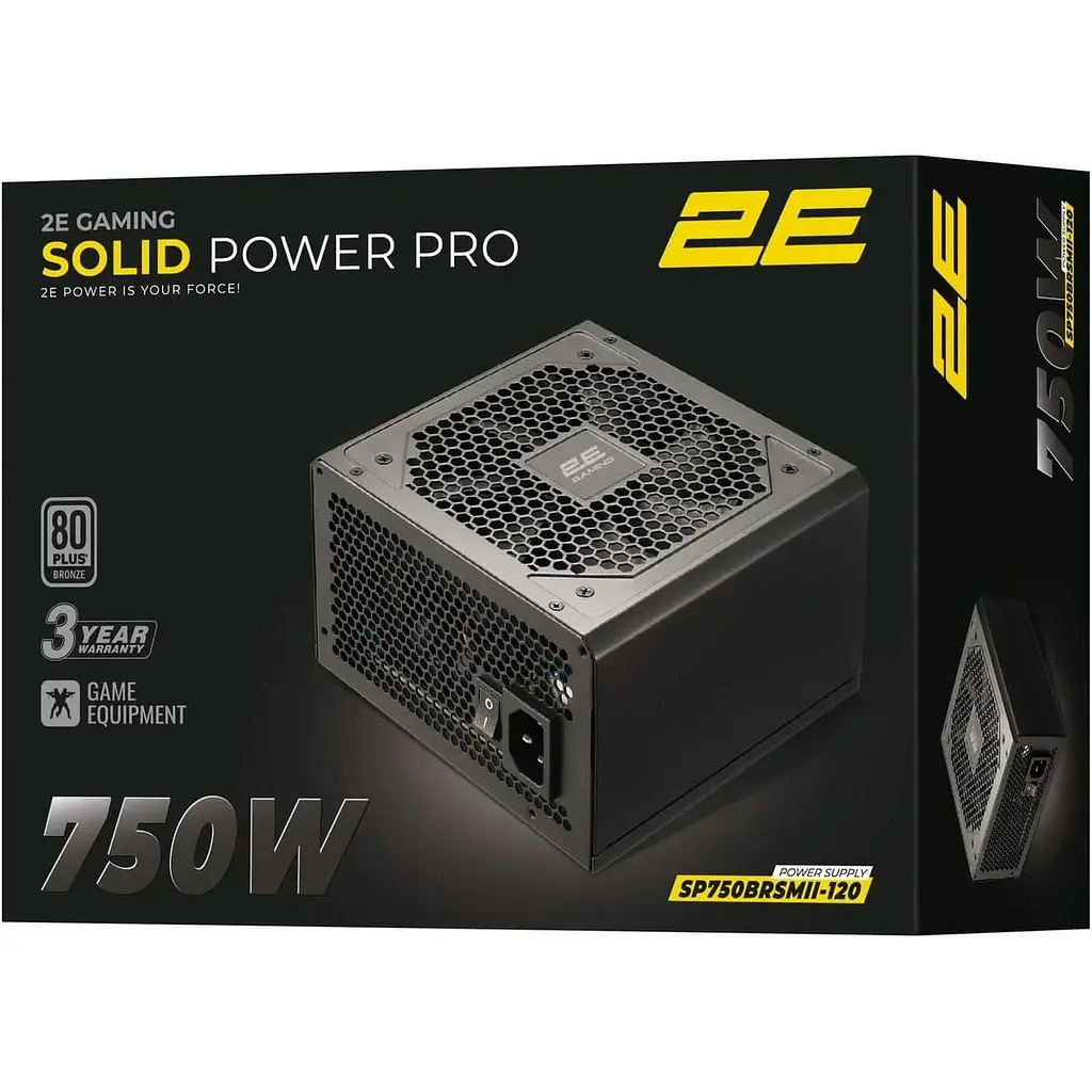 Блок питания 2E GAMING Solid Power Pro 750W 80 PLUS Bronze Black (2E-SP750BRSMII-120) - фото 3
