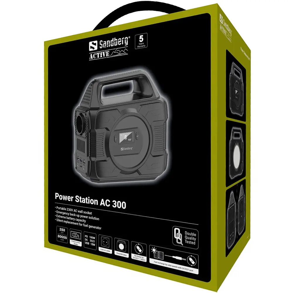 Зарядна станція Sandberg AC 300 (288 Вт/г) 300W, Type-C in/out 100W, Li-ion, ліхтарик 7Вт - фото 6