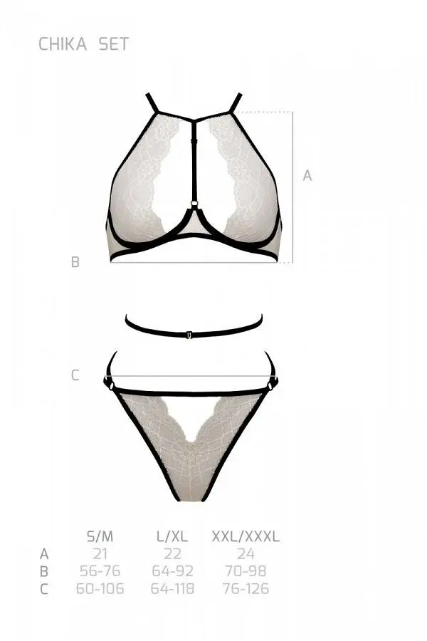 Комплект білизни Passion CHIKA SET, S/M, cream, топ, трусики - фото 5