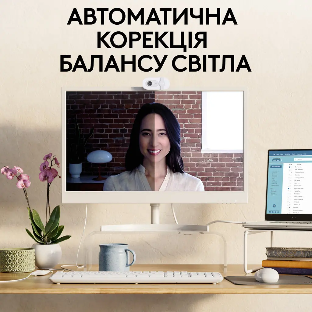 Веб-камера Logitech Brio 100 Full HD Off-White (960-001617) - фото 3