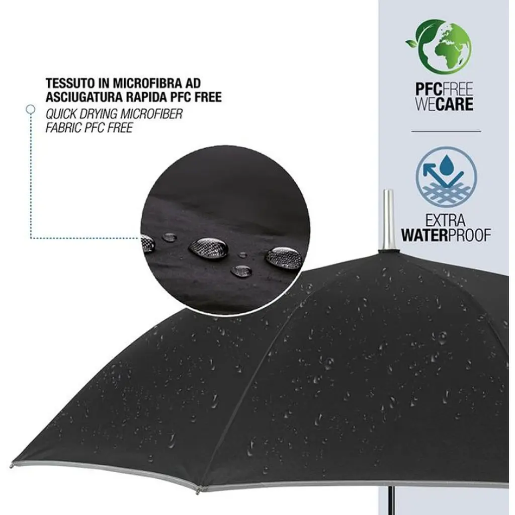 Зонтик-трость Perletti Reflecting с системой антивитер черный (P96014-01) - фото 3