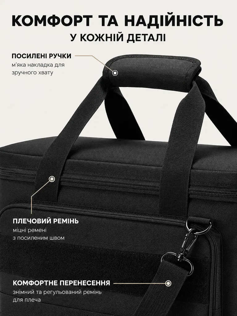 Сумка-органайзер для інструментів із тканини Oxford 600D з 18 кишенями 36,7×21,5×20,5 см, чорна (49676313) - фото 5