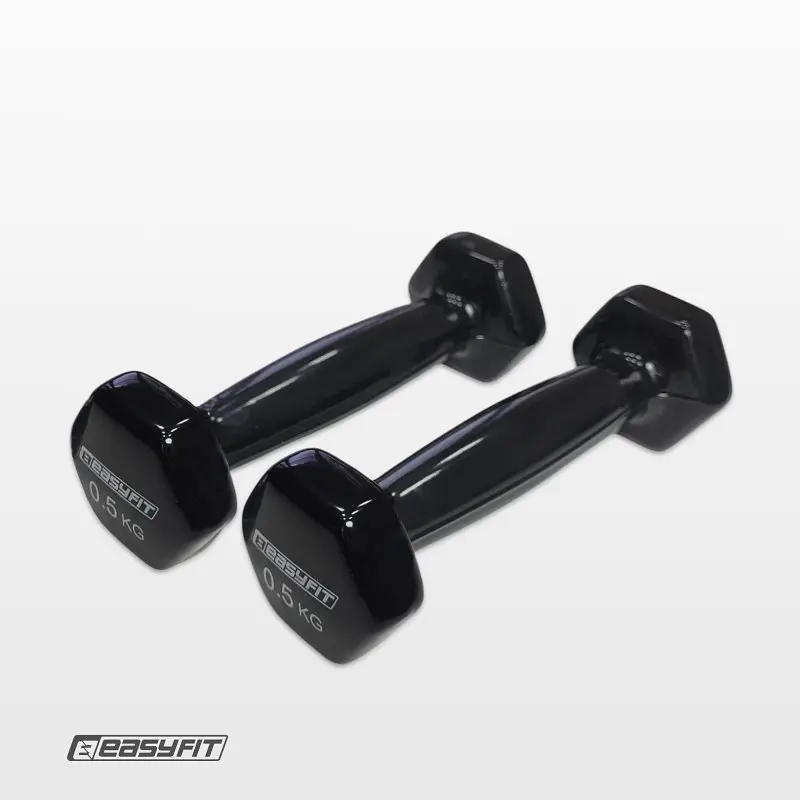 Гантель для фітнесу 0.5 кг EasyFit із вініловим покриттям чорна - фото 4