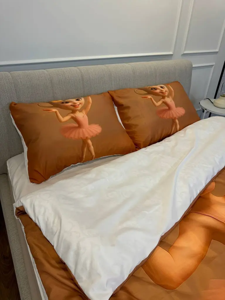 Постільна білизна 3D полуторна з мікросатину Ballerina Cappuccino 31368 150х215 см 70х70 см - фото 7