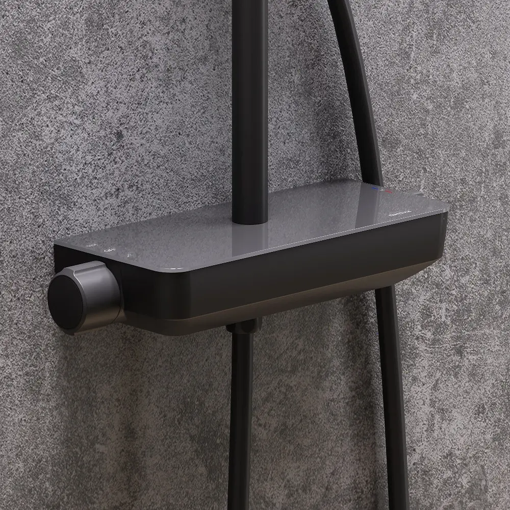 Душова система з термостатом Damixa Scandinavian Pure з полицею black 936750300 - фото 4