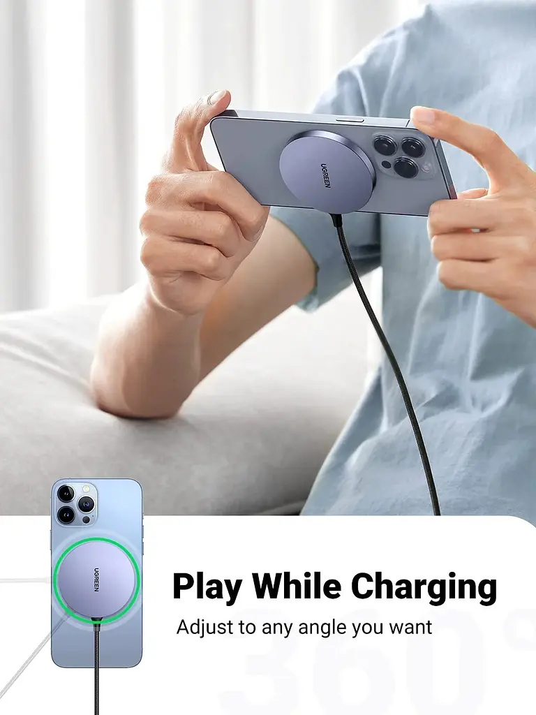 Бездротовий зарядний пристрій Ugreen Magnetic Wireless Charger 15W Grey [CD245/30233] [91936] - фото 3