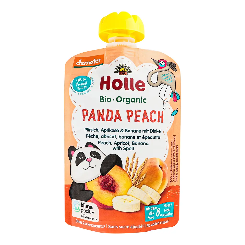 Пюре Holle Panda Peach, з персиком, абрикосом, бананом та спельтою, 100 г - фото 2