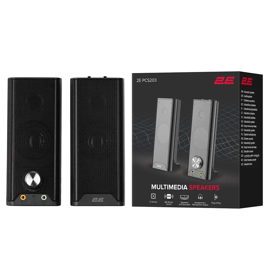 Комп'ютерні колонки 2E PCS203 Black, 2.0, USB, Metal - фото 6