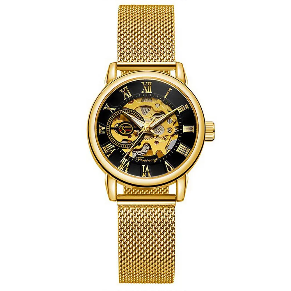 Жіночий наручний годинник 8099 Gold-Black Forsining acs0031378