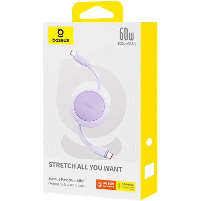 Кабель Baseus Free2Pull Mini Charging Cable Type-C to Type-C 60W 1m P10364500511-01 Purple - фото 4