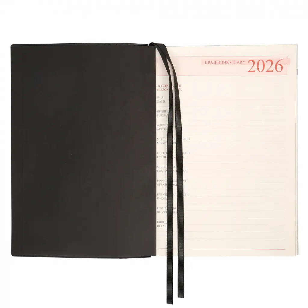Щоденник-діловий записник А5 Leo Planner Velvet 2026 м'який чорний 368 сторінок (252638) - фото 4