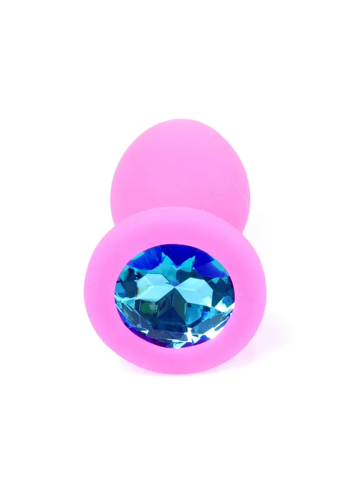 Анальна пробка - Jewellery Silicone Pink Plug S Light Blue - фото 5