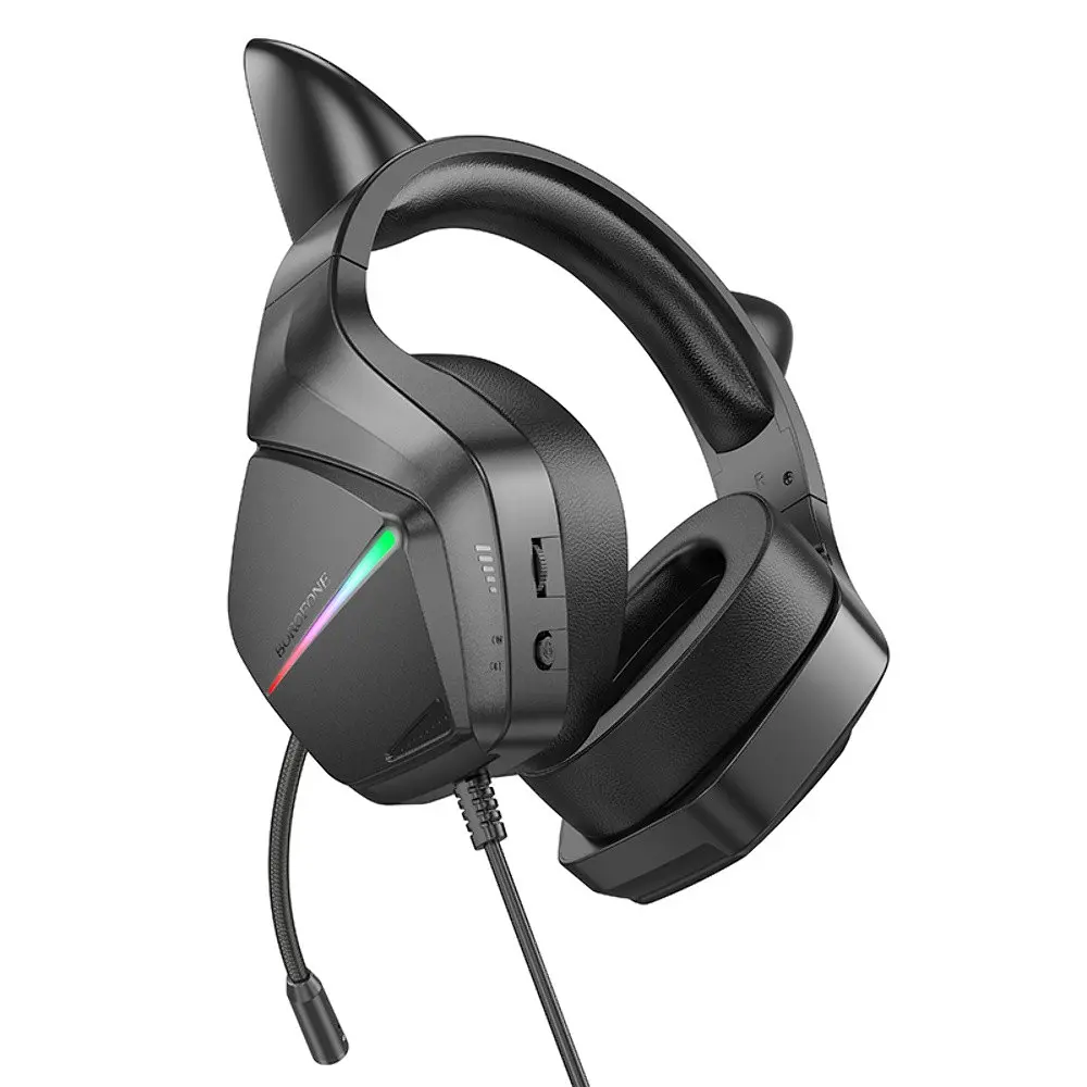 Наушники накладные Borofone BO106 игровые с ушками и LED подсветкой elf cat - фото 3