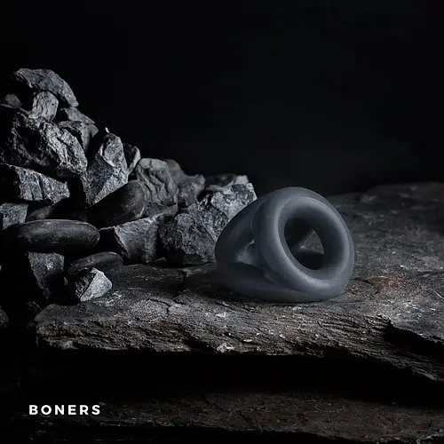 Потрійне ерекційне кільце Boners Open Cocksling Triple Cockring, 2.5 см (сірий) - фото 2