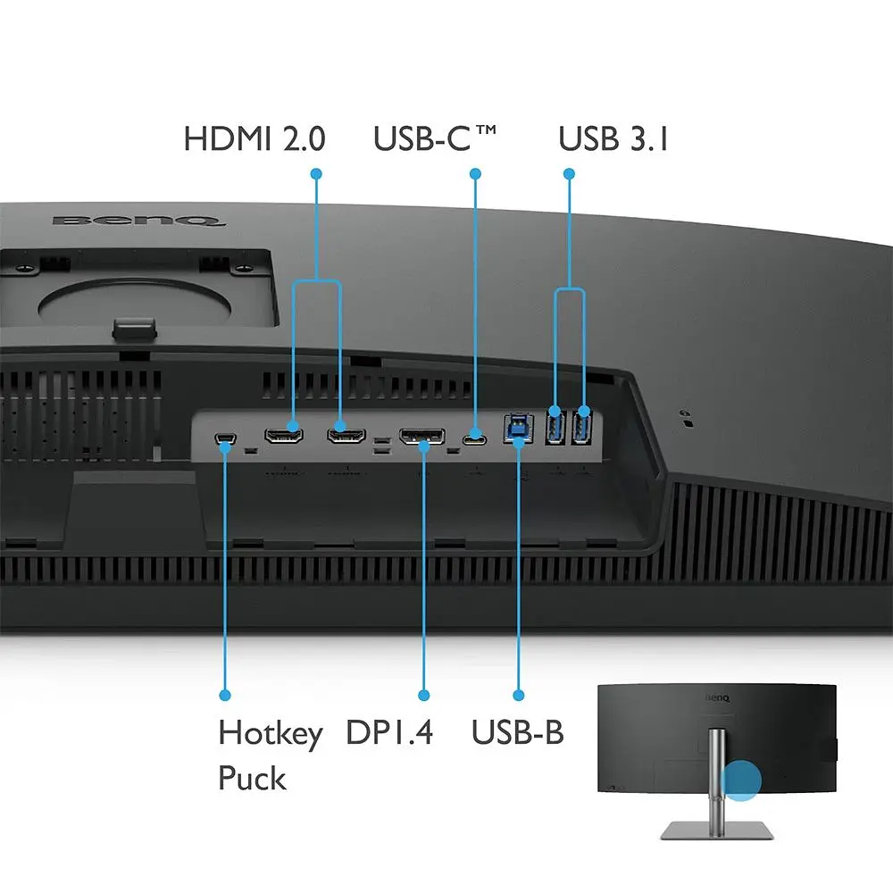 Монитор TFT 34" BenQ PD3420Q, IPS, WQHD, 2 x HDMI, DP, USB-C, USB-hub, HAS, колонки, темно-серый (9H.LJHLB.QPE) - фото 2