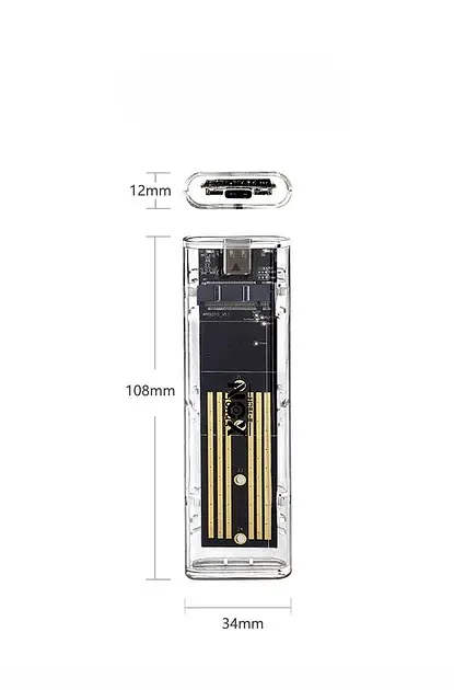 Зовнішня кишеня XON MemoryCase для M.2 NVMe (PCIe) / NGFF (SATA) USB 3.1 Type-C Прозора (XSC2C13NN1PT 6310) - фото 2
