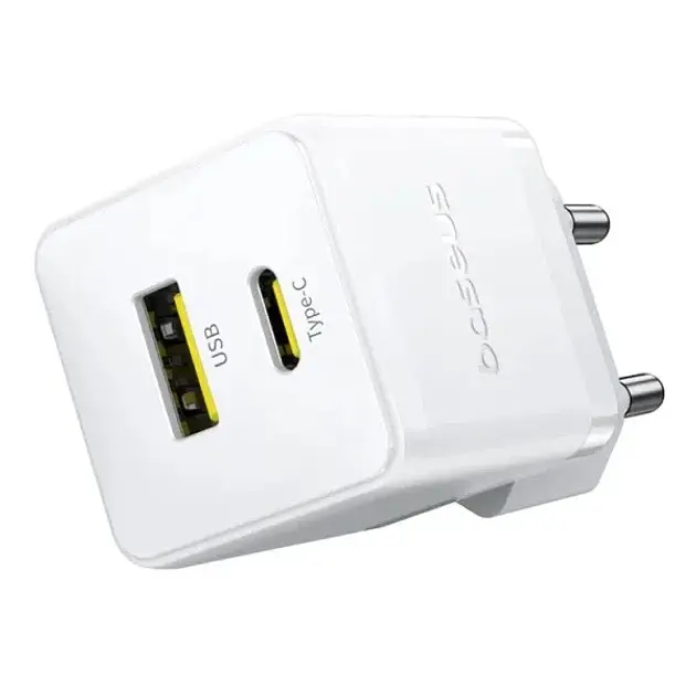 МЗП Baseus Palm Fast Charger Type-C+USB 20W + Cable Type-C to Type-C P10111608213-01 White - фото 5