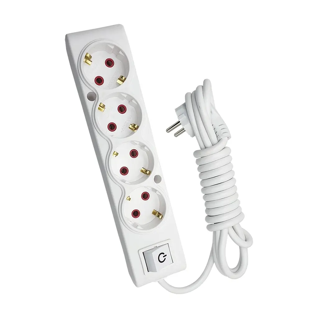 Мережевий подовжувач TECCO 3м 4 поста white (8681277842733)