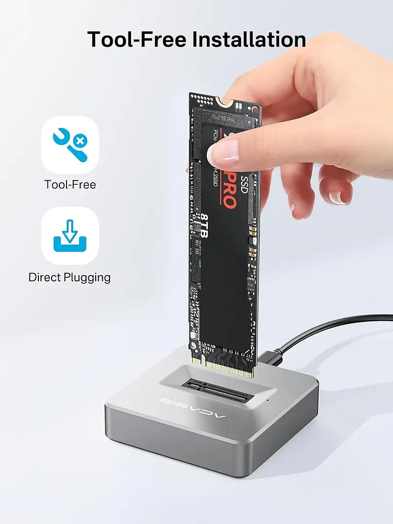 Зовнішній корпус ACASIS M04B для M.2 NVMe/SATA SSD 10 Гбіт/с з підтримкою до 8 ТБ (Синій) - фото 4