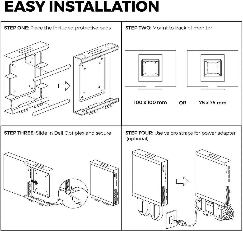 Крепление HumanCentric, совместимое с Dell OptiPlex Micro Form Factor Case, VESA - фото 3