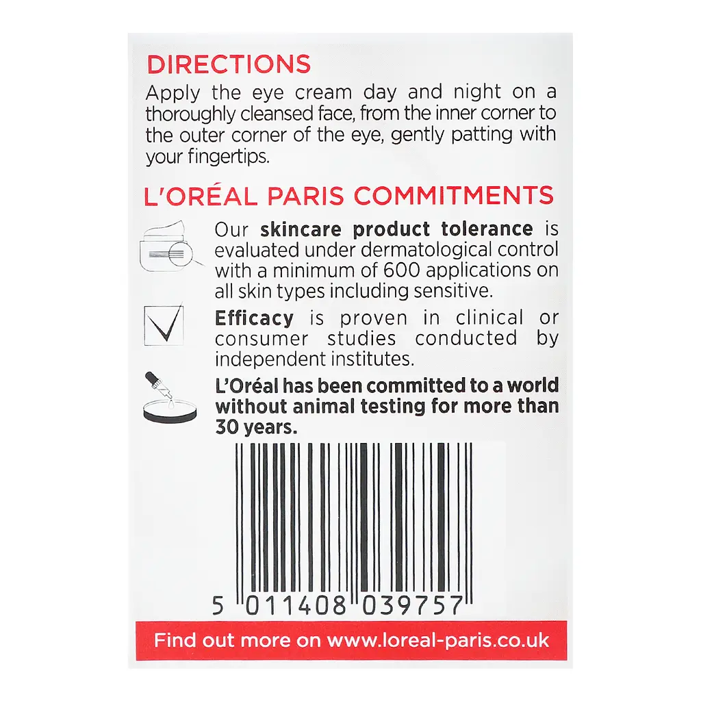 Интенсивный крем-уход против темных кругов и морщин L'Oreal Paris Revitalift Anti-Wrinkle Eye Cream, для кожи вокруг глаз, 15 мл - фото 4