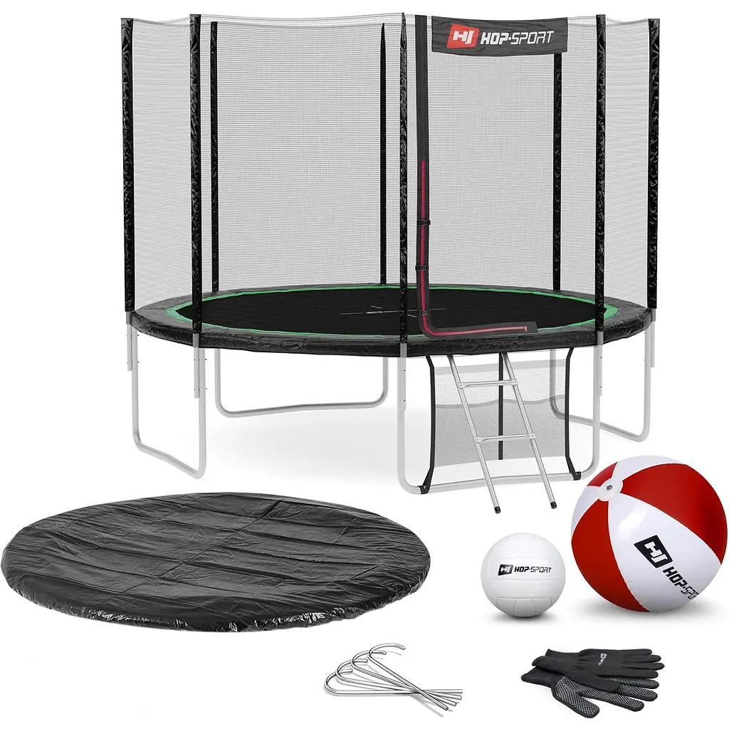 Батут Hop-Sport 12ft (366см) чорно-зелений з зовнішньою сіткою - фото 4