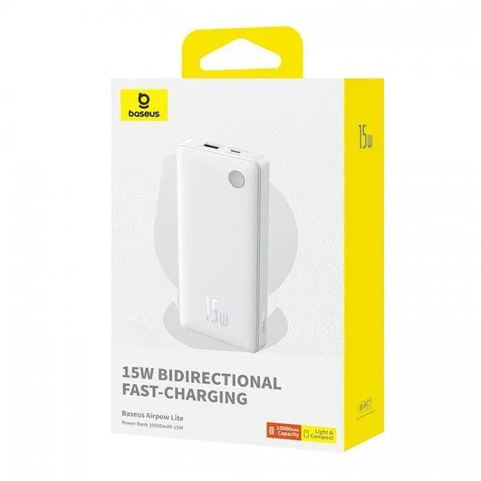 Зовнішній акумулятор Baseus airpow lite 10000 mah 15w білий p10067500213-00 - фото 4