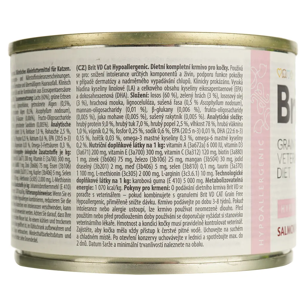 Вологий корм для котів Brit GF Veterinary Diet Cat Cans Hypoallergenic з лососем та горохом 200 г - фото 6