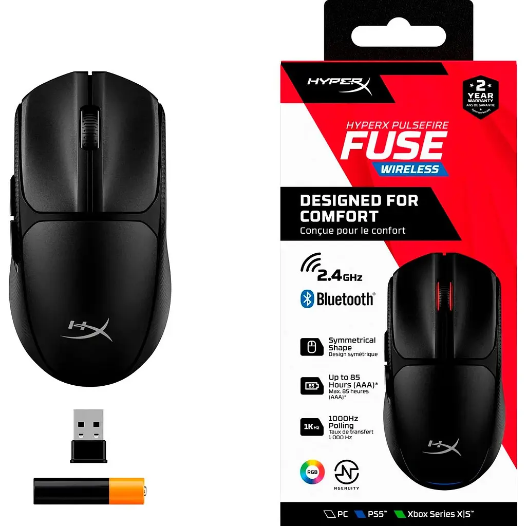 Миша HyperX Pulsefire Fuse Wireless Black (A1KY6AA) [130025] - фото 12