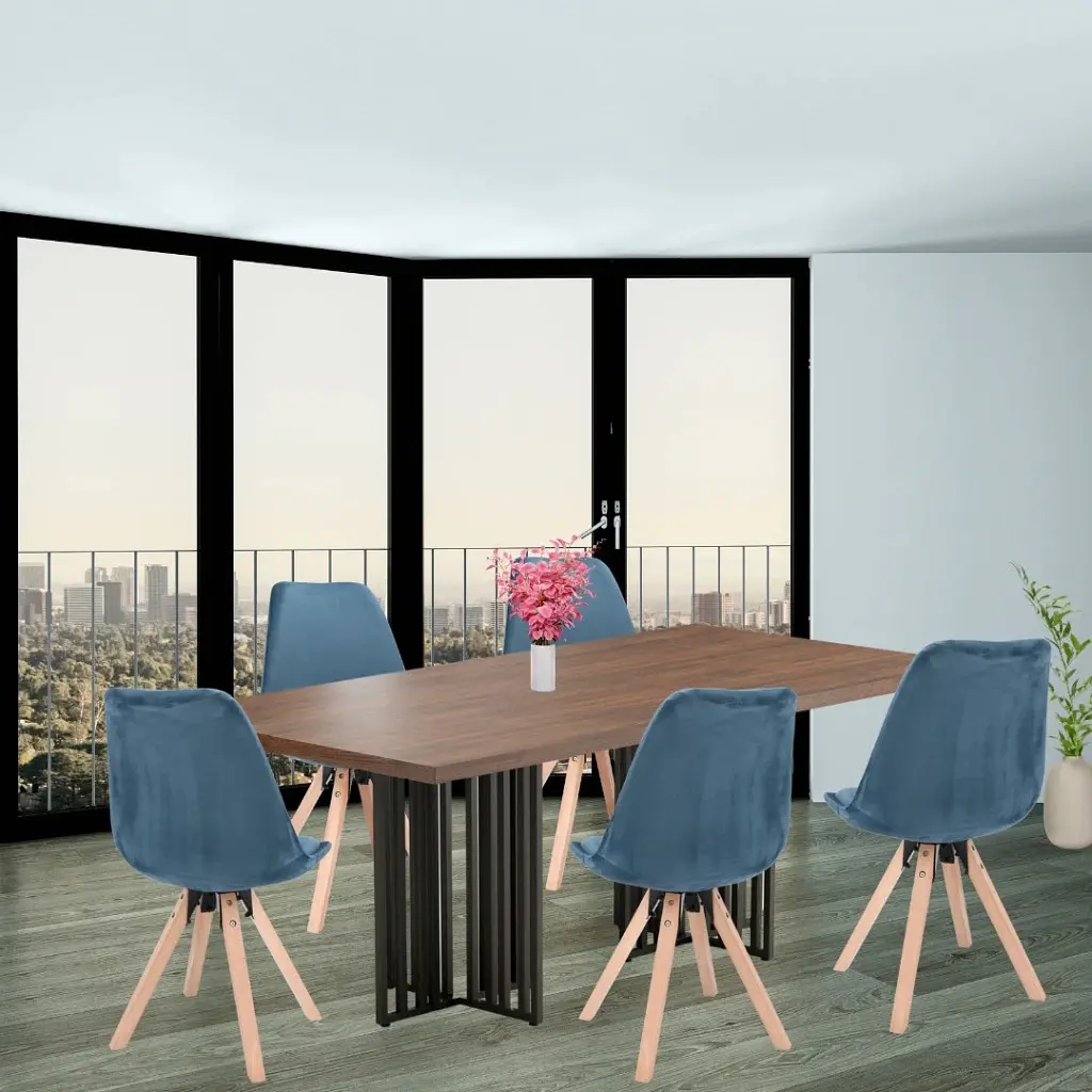 Стілець Jumi Saida у скандинавському стилі з дерев'яними ніжками аквамарин - фото 9